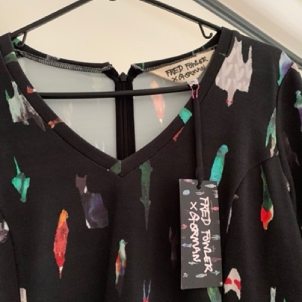 Gorman X Fred Fowler long-sleeve dress, size US 10-12 (fabric has some stretch)